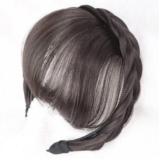 HiYuni 瀏海編髮假髮髮帶, 棕黑色, 1個