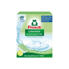 Frosch 德國小綠蛙 碗盤光亮洗碗錠, 三效合一環保, 檸檬清香, 50顆, 1盒