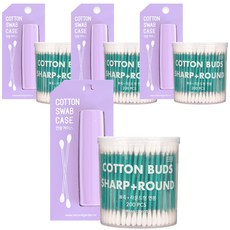 어반리브즈 휴대용 면봉 케이스 VIOLET + 뾰족 라운드 면봉 200p, 4개