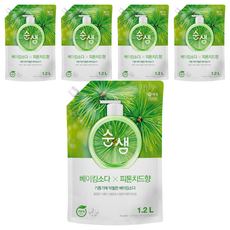Soonsaem 檸檬酸蔬果碗盤洗潔精補充包, 1.2L, 5包