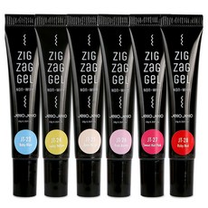 Jello Jello Zigzag Kitsch彩繪指甲凝膠 6款組, 嬰兒藍、幸運黃、裸米色、粉兔色、甜美粉紅、寶石紅, 1套, 10ml