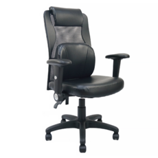 舒適電腦椅 台灣製造 PM-03D, 人體工學設計, 透氣網布, 可調節頭枕腰靠, 104~116 x 60 x 49cm, 黑色