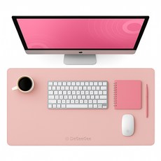 DGG 粉彩防滑皮革辦公桌滑鼠長墊, 寶寶粉, 1個
