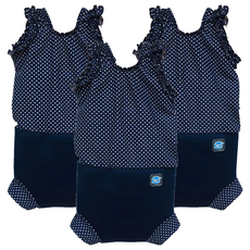 Splash About Happy Nappy Costume 小可愛連身版尿布褲 水玉點點 海軍藍, L號, 3件