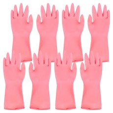 AXIS 艾克思 台灣製天然乳膠雙面止滑不分左右手手套 2雙組 粉紅色 超薄型 多用途, M(11 x 27cm), 4組