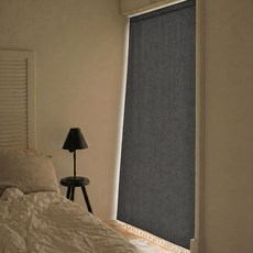 PLENO 一體式遮光窗簾 + 伸縮桿, 素面黑色