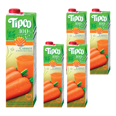 Tipco 100%胡蘿蔔綜合果蔬汁 5瓶 1L 無添加糖 富含維生素A、C及膳食纖維