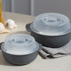 코멧 전자레인지 찜기 세트 그레이 550ml+1200ml, 1세트