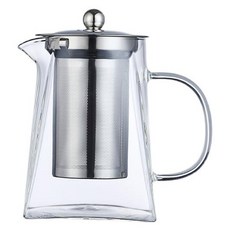 Chapin 耐熱高硼矽玻璃茶壺, 550ml, 不鏽鋼色 + 透明色, 1個