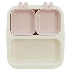 Modern House 兒童安全可微波 Nestic 兔子迷你餐盤組 粉紅色 餐盤 + 小碗 2入, 1組, 盤子 + 2個配料碗, 粉色