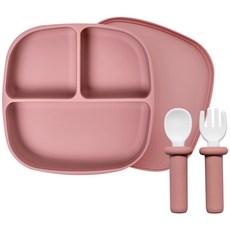 LALABY 孩童食品餐具2入組, 便當蓋+餐盤+餐具, 01紅色