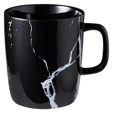 Homely Zakka 北歐大理石紋馬克杯 陶瓷杯 容量360ml 高度10cm, 黑色, 1個