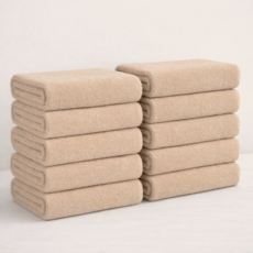 하비티 도톰하고 부드러운 수건 200g 40수 코마사, 베이지, 10개