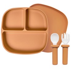 랄라비 유아용 아이주도 이유식 플러스 2종 세트, 흡칙식판 + 플러스 스푼 포크 + 케이스, 02 Yellow