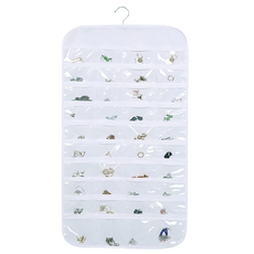 樂居家 無印風 80格飾品分類收納掛袋 首飾 項鍊 耳環 戒指收納, 76 x 42cm, 白色