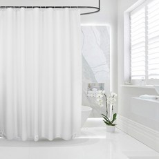 Maison Belle 半透明浴簾 + 浴簾環 12p 套組, 1套, 白色