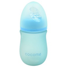 cocome 防爆感溫晶鑽寬口玻璃奶瓶, 藍色, 150ml, 1個