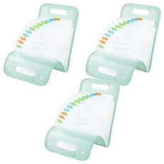 手風琴式文件袋, 3個, 綠色