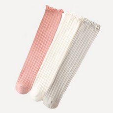 女童花朵捲邊過膝襪 E31 3入