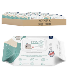 MOTHER-K 自然純淨嬰幼兒濕紙巾 掀蓋柔花款 100張, 20包