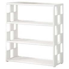 拍平方 四層方格鞋架, 環保PP材質, 客廳/玄關適用, 白色, 1個