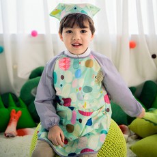 bay b 孩童氣球圖案圍裙+防水夾鍊收納袋