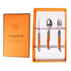 라귀올 장네론 선물패키지 케이크 커트러리 3종 세트, 오렌지, 스푼 + 포크 + 버터나이프, 1세트