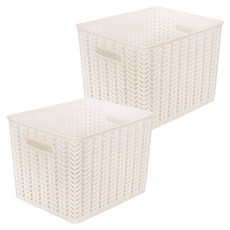 스내지 헤링본 바스켓 6호 오픈형, 화이트, 2개