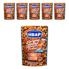 바프 넛츠앤스낵스 카라멜 솔티드 땅콩 앤 프레첼, 120g, 6개