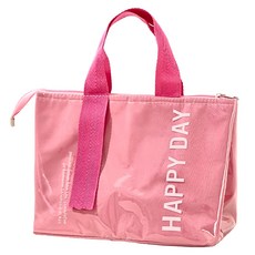 日式時尚防水保溫便當袋, 26.5 x 17 x 20cm, 粉色, 1個