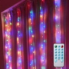 Gaon LED線燈 12種模式 聲控型 USB遙控器 窗簾燈 F8 300球 + 遙控器, 彩色, 1個