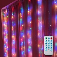 hombelriswi Gaon LED線簾燈 12種模式 聲控型 F7 200顆燈珠 USB電源 + 遙控器, 多彩, 2m x 2m, 1套