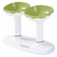 NANPET 寵物高度可調式雙碗餐桌, 綠色, 1個