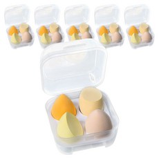블루무역 에그 퍼프 4종 + 달걀 케이스, 오렌지, 6세트