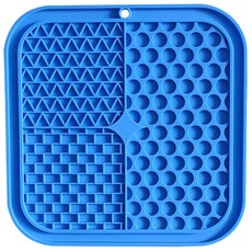 Danny House 狗狗吸附式矽膠舔食墊慢食碗 正方形3格, 1個, 藍色