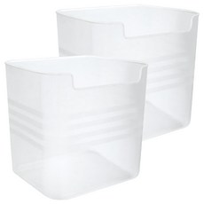 E.dot 雙開口冰箱收納盒 2件組 透明可視 分類整齊, 透白色, 1組