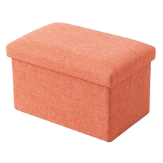 AWANA 簡約長方形麻布收納椅凳 40 x 25 x 25cm, 橘色, 1個