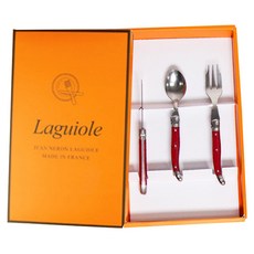 장네론 라귀올 선물패키지 3종 세트, 레드, 스푼 + 포크 + 버터나이프, 1세트