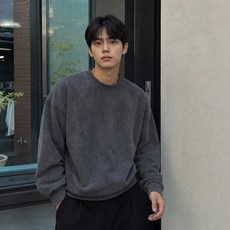 Starbean 男士素色麂皮大學T