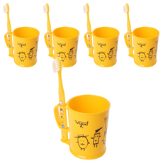 加寬兒童初中刷牙杯套裝黃色11-13歲, 5組