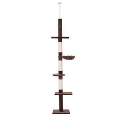 iCat 寵喵樂 頂高通天觀景4層貓跳台 木質 39*33*216CM, 原木色, 1組