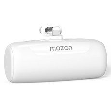 모즈온 일체형 미니 5000mAH 보조배터리, 8핀, 화이트