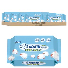 拭拭樂 超純水潔膚柔濕巾, 120g, 20張, 8包