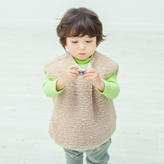 KKAKKUNGNORITER 孩童素色絨毛外搭背心