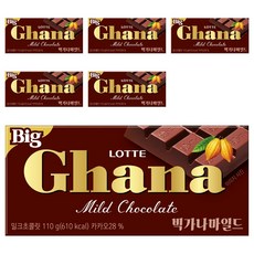 LOTTE 樂天 Ghana 加納 Mild牛奶巧克力, 110g, 6片