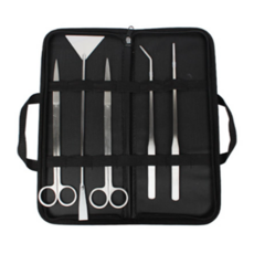 Aquavi 手持不鏽鋼水草整理工具銀色5件組 + 收納袋套組, 1套