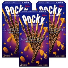 glico 格力高 Pocky 百奇 杏仁粒粒巧克力棒 酥脆餅乾搭配濃郁巧克力口味, 42.3g, 3盒