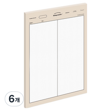 뮤니드 서브젝트 세로 2분할 그리드 노트패드 B5, 베이지, 6개, 50매