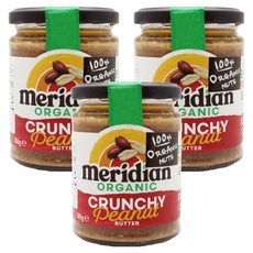 메리디안 100% 유기농 땅콩버터 크런치, 280g, 3개
