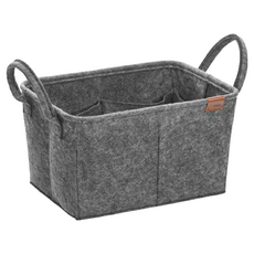 kela 提把毛氈收納籃 含8格收納袋, 炭黑色, 1個